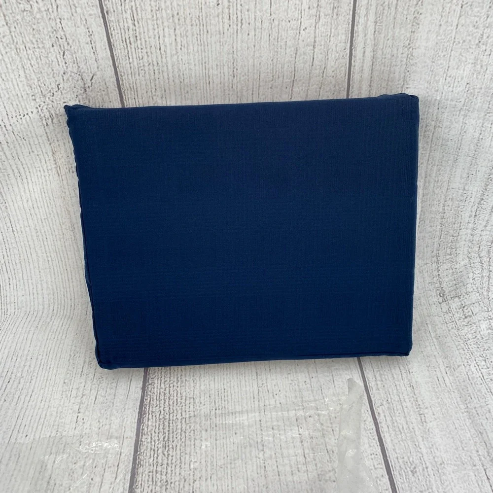 Ralph Lauren Lovan Jacquard Flat Sheet Full Navy Blue Organic Cotton Plaid